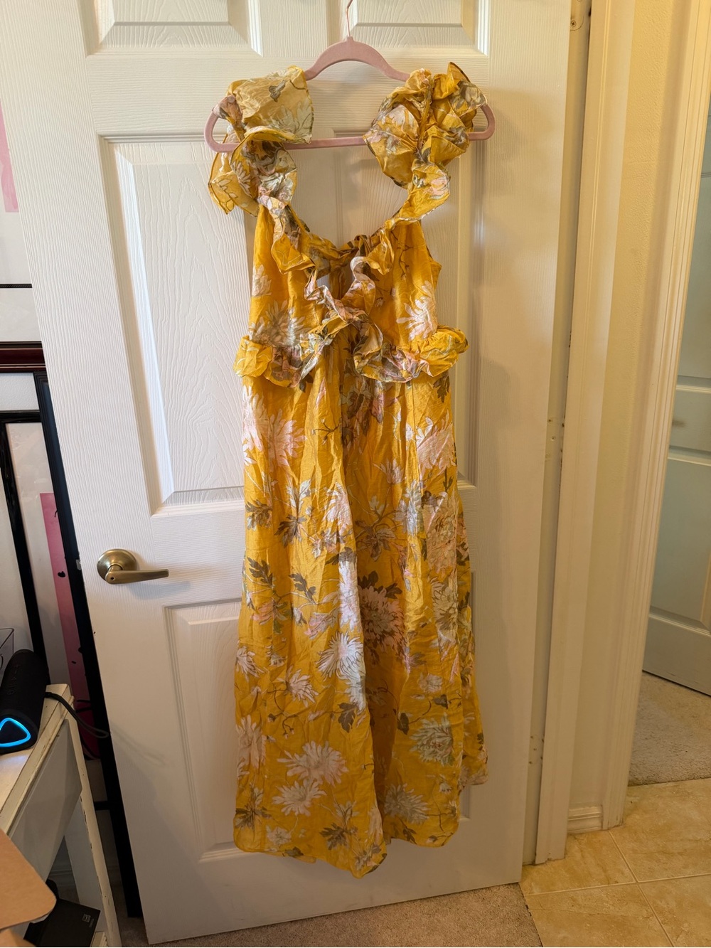 H&M Yellow Floral Ruffle Sundress with Bow Back